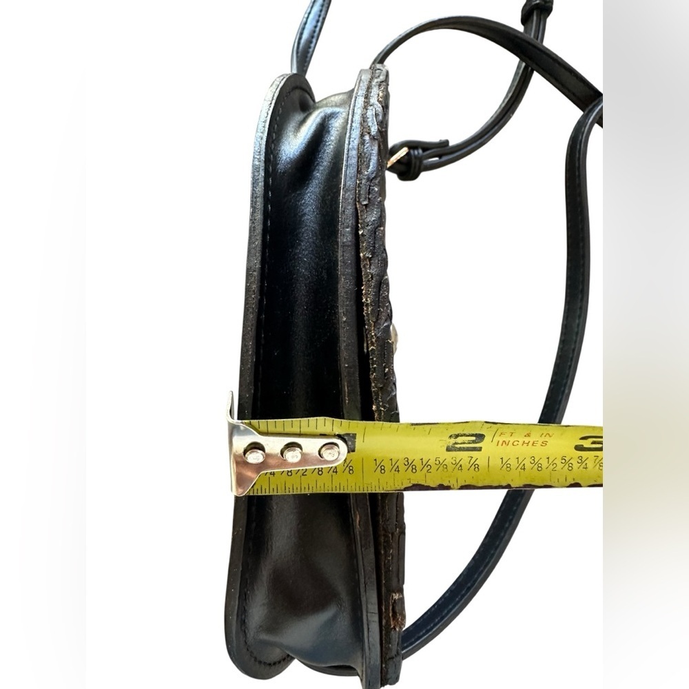 Patricia Nash Black Leather Woven Belt Bag (Missing Belt) Woven Crossbody Bag - Picture 6 of 11